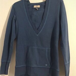 Blue V-Neck Pullover Hoodie